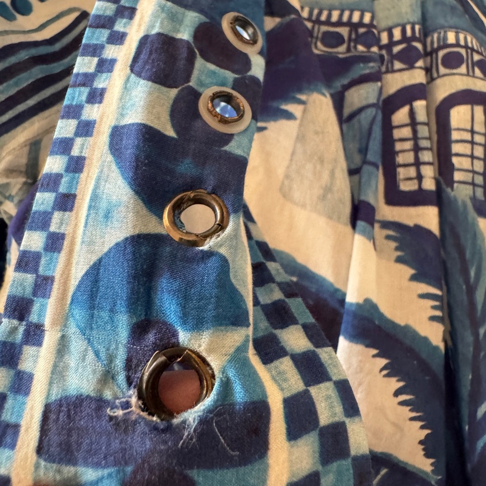 Farm Rio Blue and white Tropical Print Women's mini Dress - Picture 7 of 7
